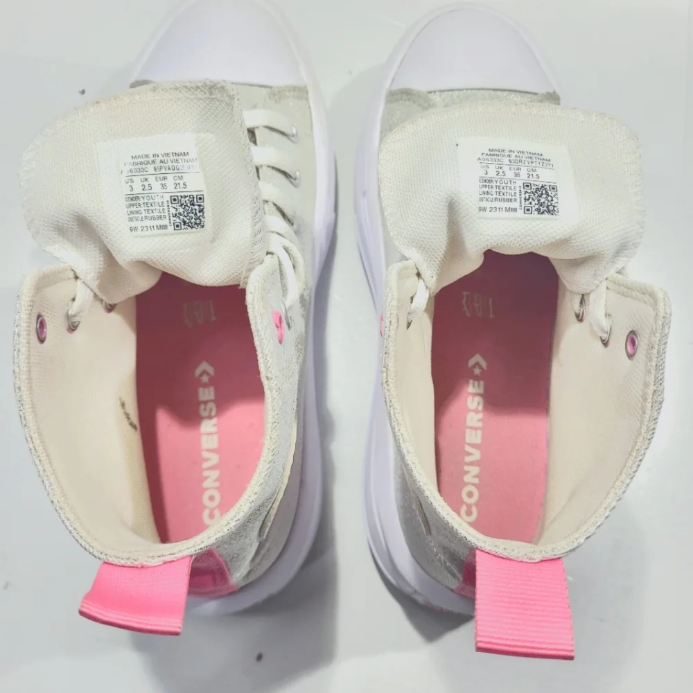 CONVERSE LITTLE GIRLS CHUCK TAYLOR ALL STAR MOVE SPARKLE PLATFORM HI TOP SHOE 3 - Picture 9 of 15